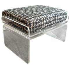 Vintage Lucite Stool on Curved Base with Cushion