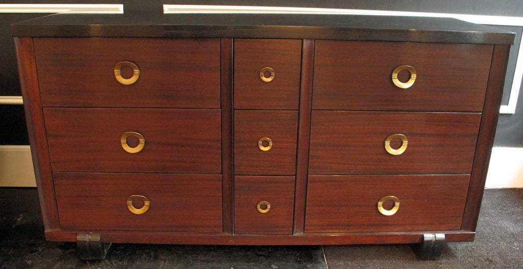 1930's French Mahogany Buffet with Brass Hardware