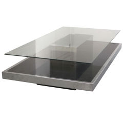 1970's French Chrome and Black Coffee Table