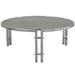 1970
s French Round Chrome Coffee Table
