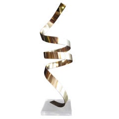 1980's American Curled Brass Ribbon Sculpture
