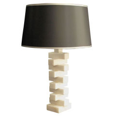 1950's French Stacked White Marble Block Table Lamp