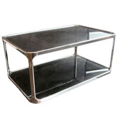 Vintage French Two Tier Chrome Rectangular Coffee Table