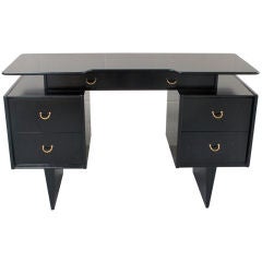 1950's Italian Ebonized Desk with Brass Pulls