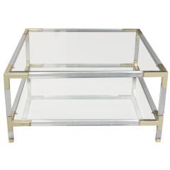 Vintage Lucite and Brass Coffee Table