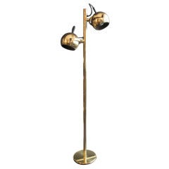 Vintage Italian Brass Floor Lamp with Two Globes