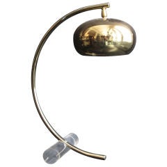1970's American Brass and Lucite Desk Lamp
