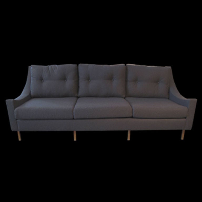 1960's French Steiner Sofa on Brass Legs