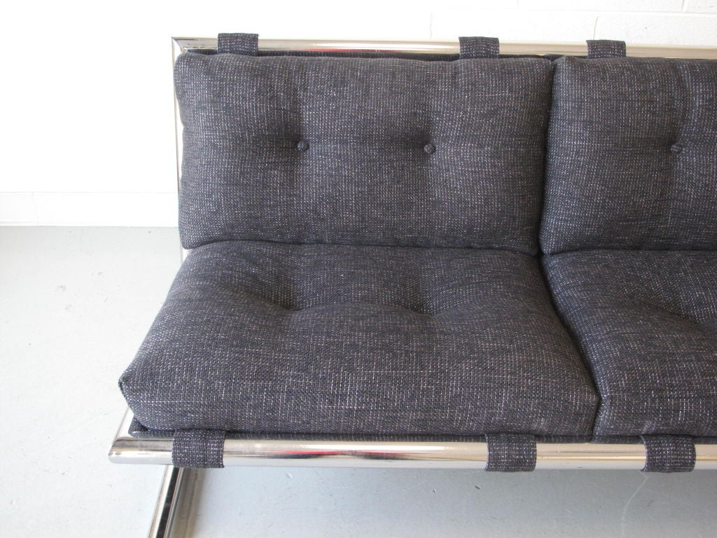 1970's American Tubular Chrome Frame Sofa