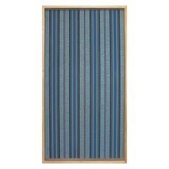 Framed 19th Century Wallpaper Panel - Large Blue Stripes