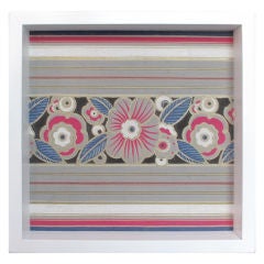 Framed 19th Century Wallpaper Panel - Floral Stripe