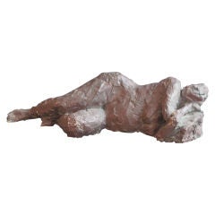 Fench 1930's Clay Sculpture of a Reclining Woman