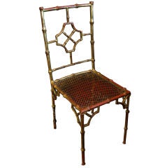 1950's French Gilt Metal Faux Bamboo Chair