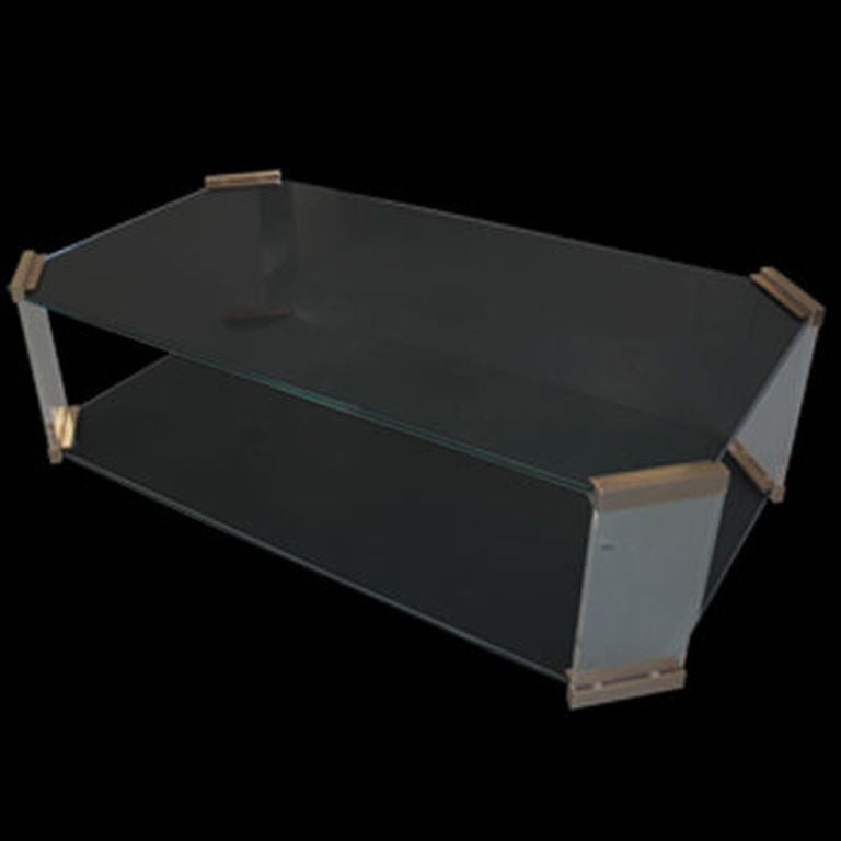 French Glass, Plexi, and Brass Coffee Table