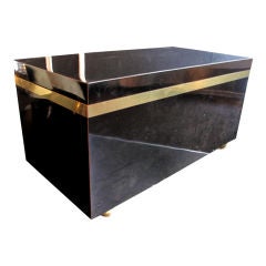 1970's American Black Lacquer Chest on Casters