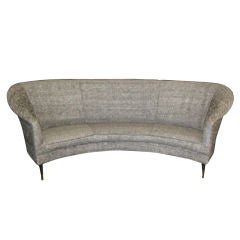 1950
s Italian Curved Back Sofa on Metal Legs