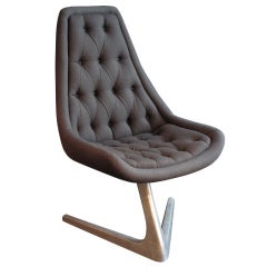 1960's American Tufted Upholstered Swivel Chair