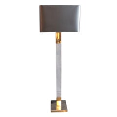 1970's American Brass and Lucite Flat Bar Floor Lamp