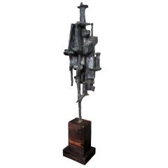 1970's American Brutalist Style Bronze Tower Sculpture