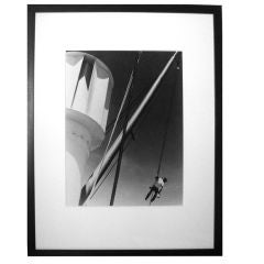 Vintage Black and White Photograph of Ship Smokestack