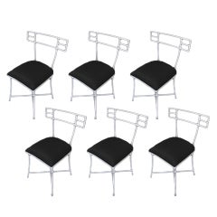Set of Six 1950's French Iron Outdoor Chairs