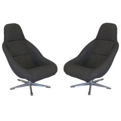 Pair of Italian Swivel Chairs on Chrome Bases