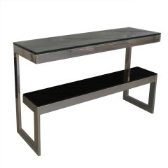 23K Gold Plated Brass and Glass Console Table