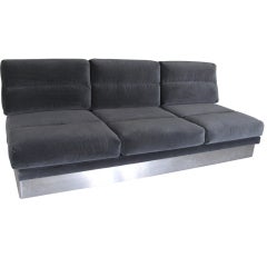 Roche Bobois Armless Sofa on Stainless Steel Base