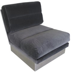 Roche Bobois Armless Chair on Stainless Steel Base