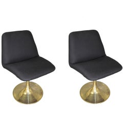 Pair of 1960
s Dining Chairs on a Brass Tulip Base