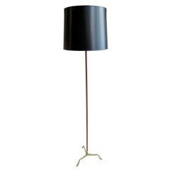 Vintage French Brass Floor Lamp with Tripod Base