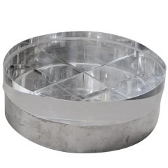 Vintage Chromed Metal Box with Lucite Lid by DeBladis Paris