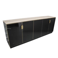 Belgo Chrome Sideboard with Brass Pulls and Marble top