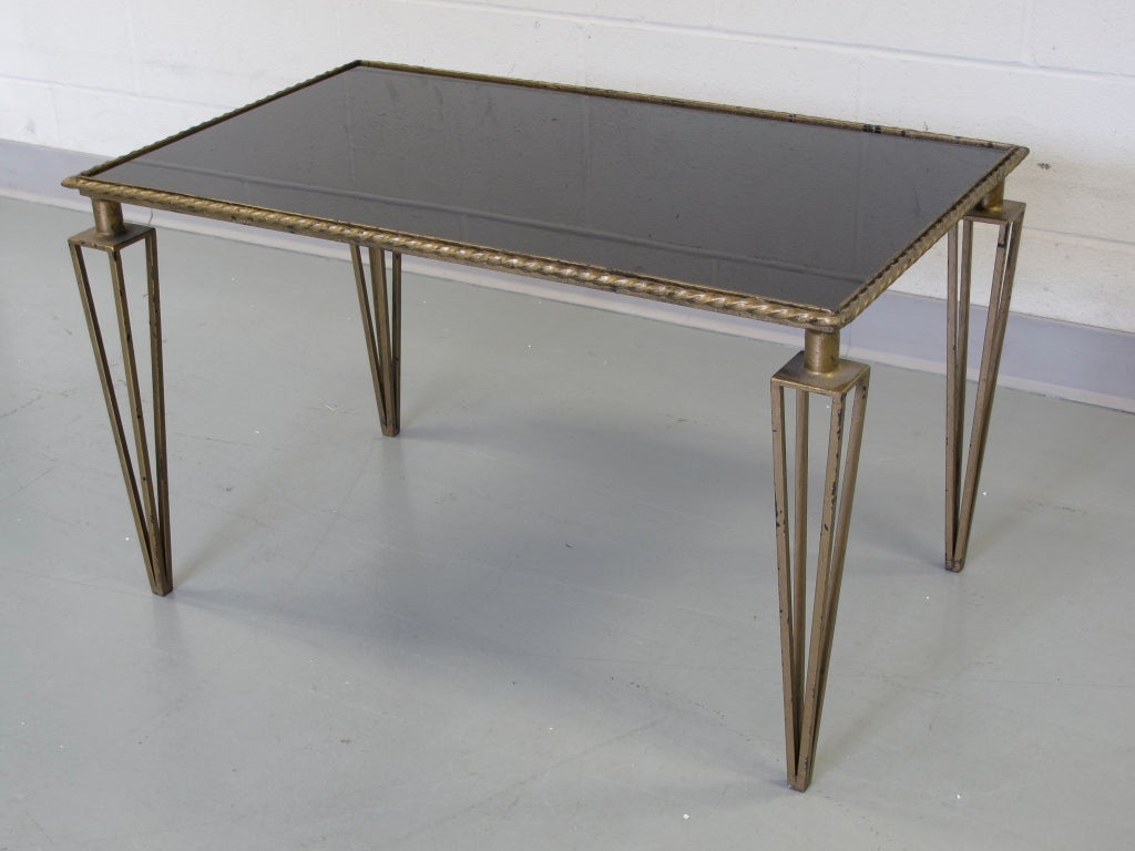 Poillerat Style Brass Scrolled Coffee Table