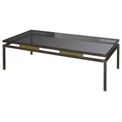 Brass Rectangular Coffee Table in the style of Guy LeFevre