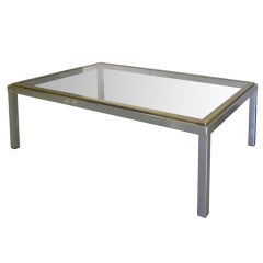 Chrome and Brass Coffee Table in the Manner of Willy Rizzo Chrome and Brass Coffee Table in the Manner of Willy Rizzo