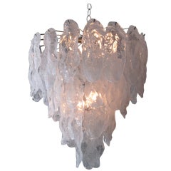 1970
s Murano Glass Iced Leaves Chandelier