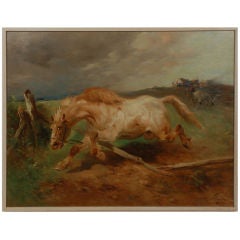 Oil on Canvas Painting of a Run Away Horse