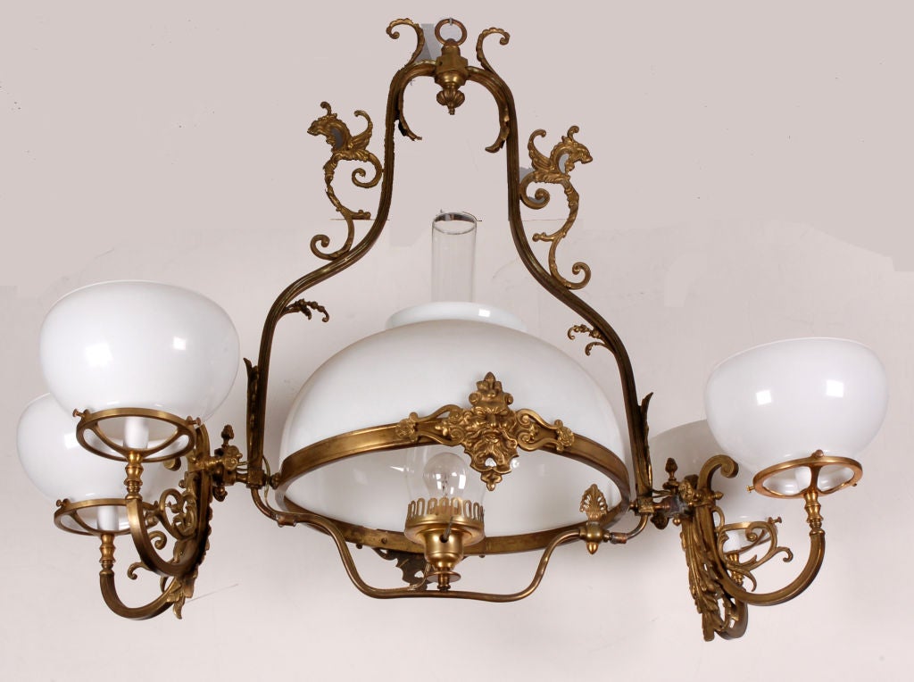 Cast brass gas chandelier