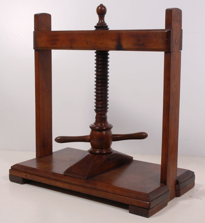 Black walnut linen screw press