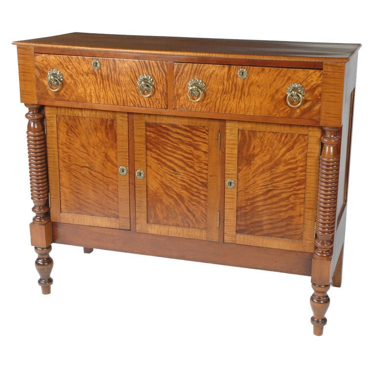 American Sheraton curly maple sideboard/server For Sale