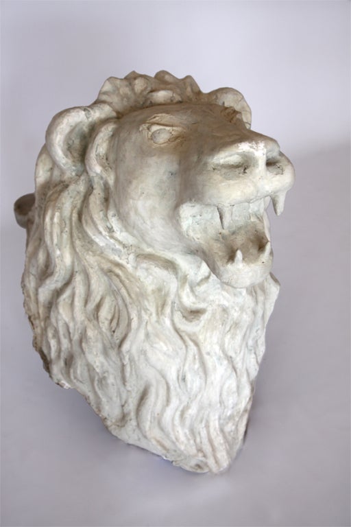 Antique plaster lion head from a chateau near Lille France