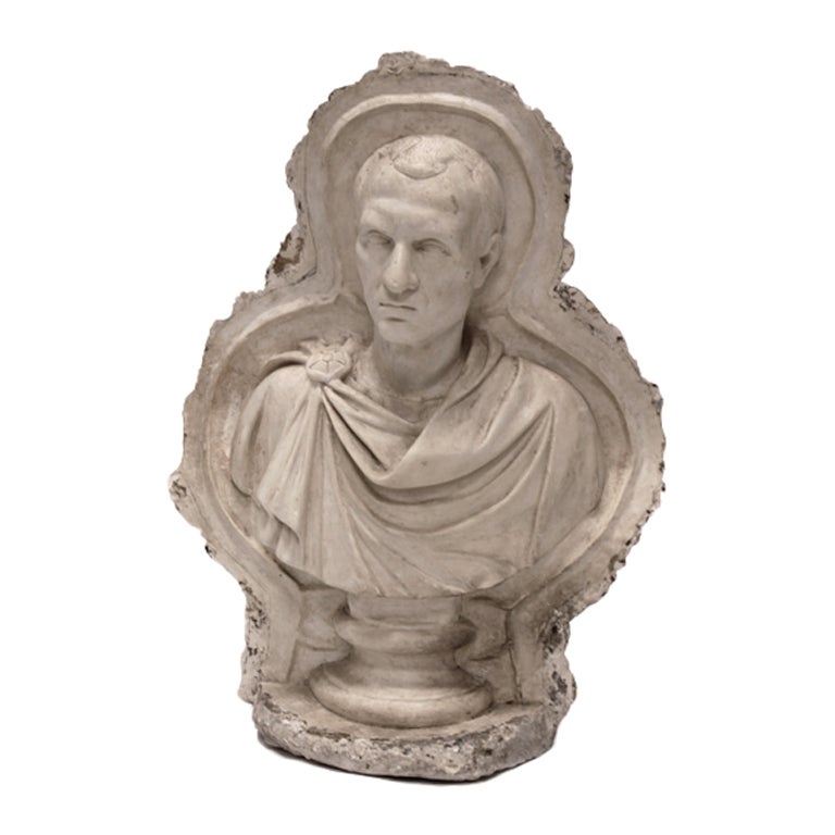 Antique Plaster Bust of Ceasar For Sale