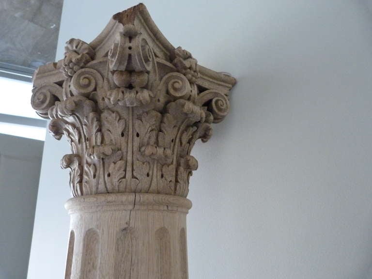 Unknown Carved Wood Corinthian Style Column For Sale