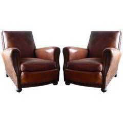 Vintage French Leather Chairs