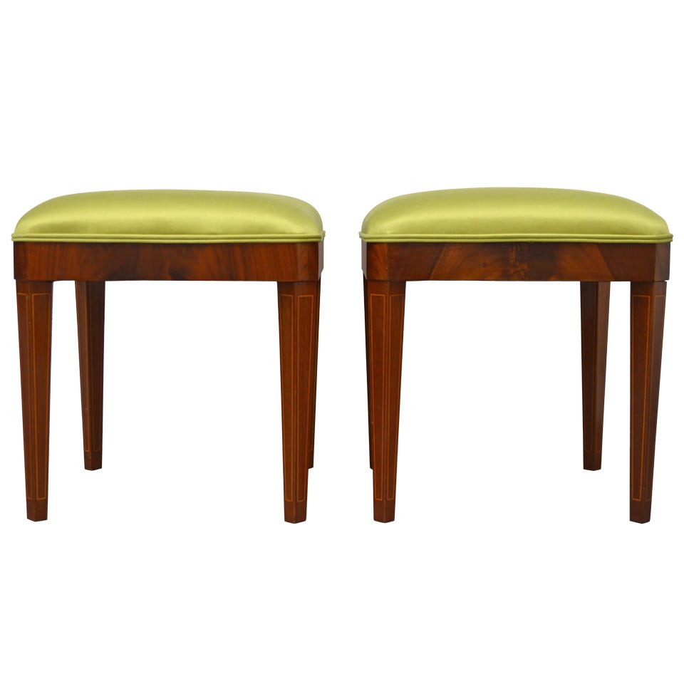 Exceptional Pair of Neoclassical Revival Stools or Benches