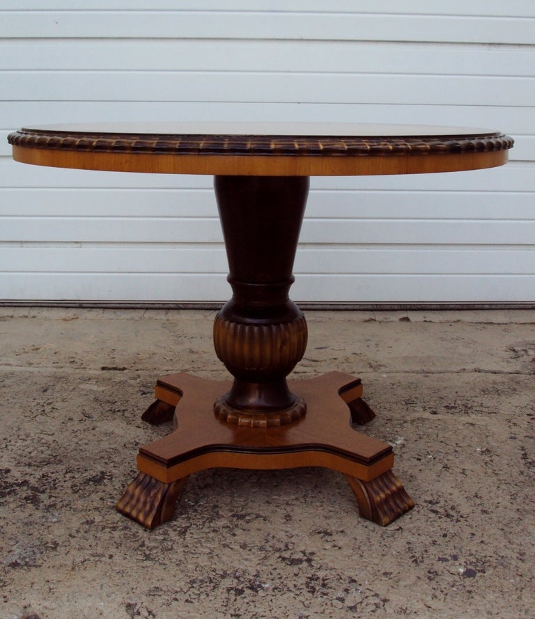 Swedish Art Deco Round Pedestal End Table In Good Condition For Sale In Atlanta, GA