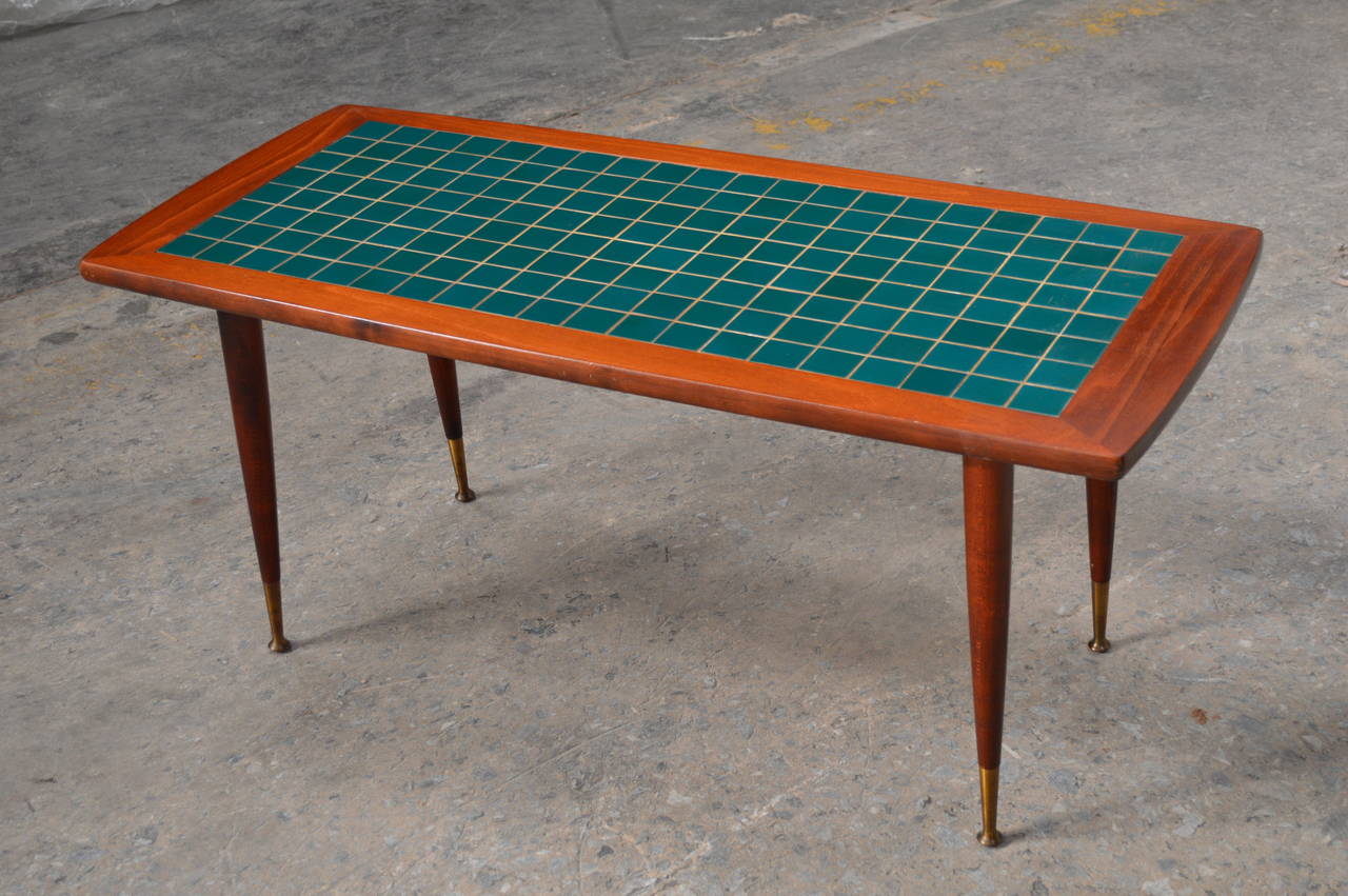 mid century tiled coffee table