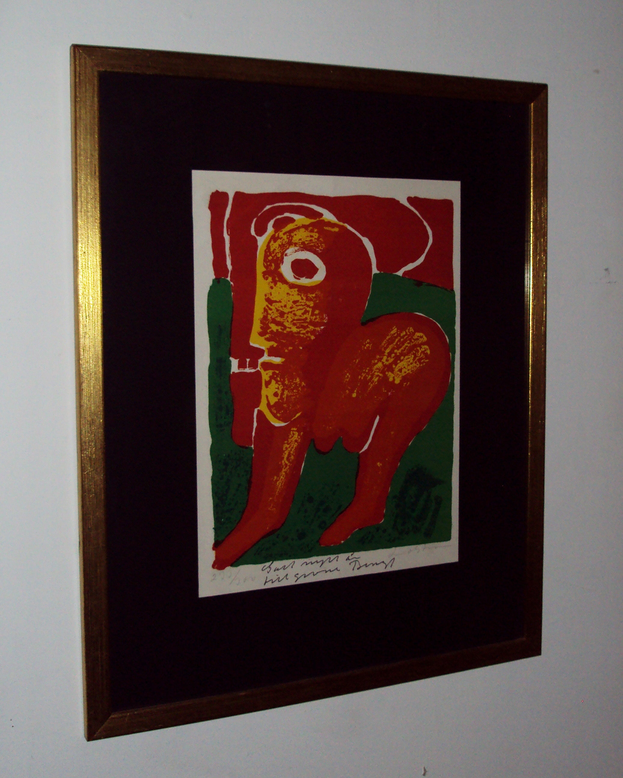 Litografía sueca vintage enmarcada de Bengt Lindstrom