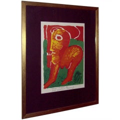 Vintage Framed Swedish Lithograph by Bengt Lindstrom 3